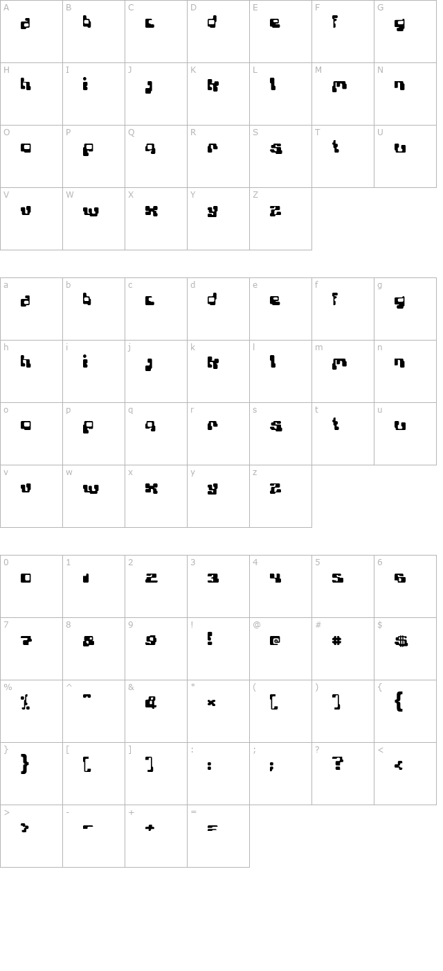 Planet Bubble character map