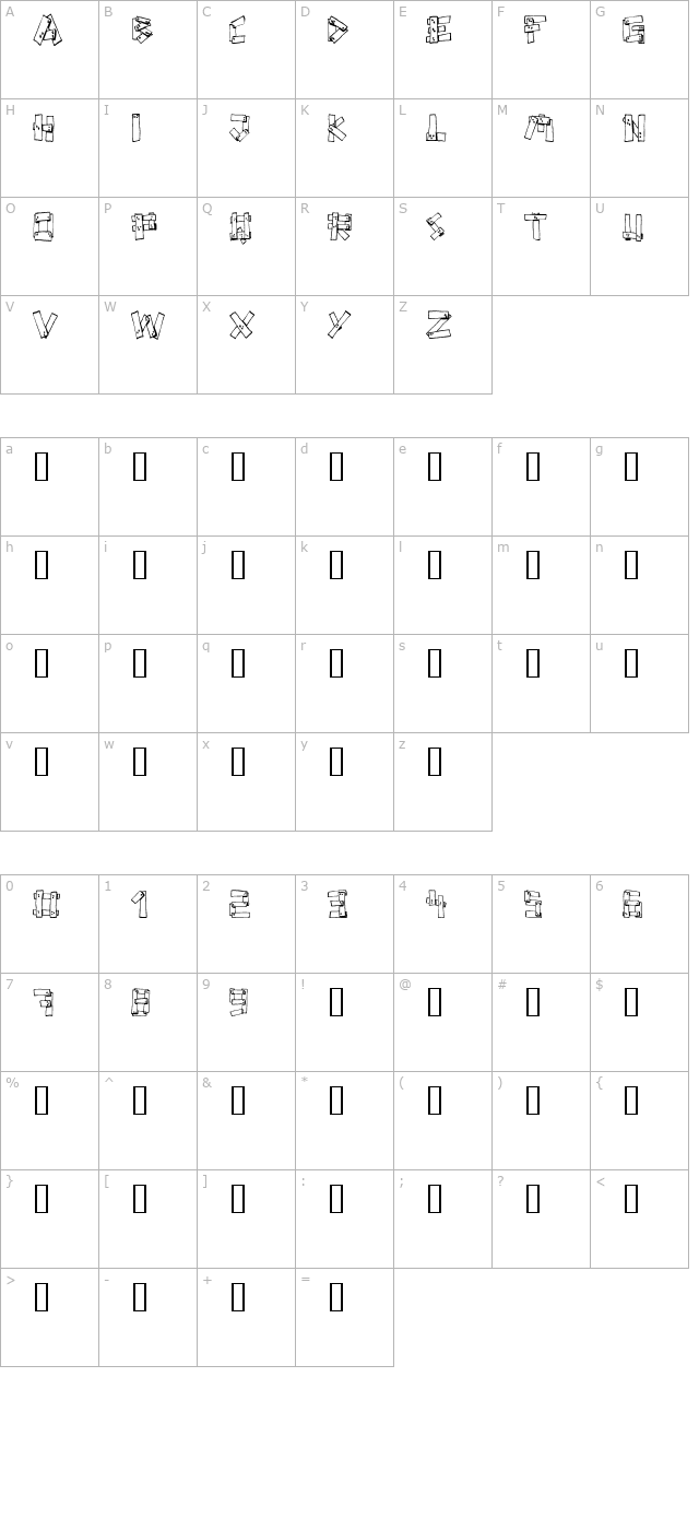 Planks character map