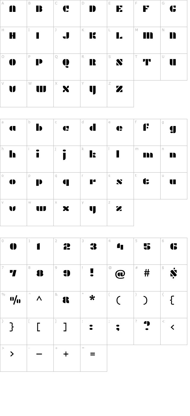 plaster character map