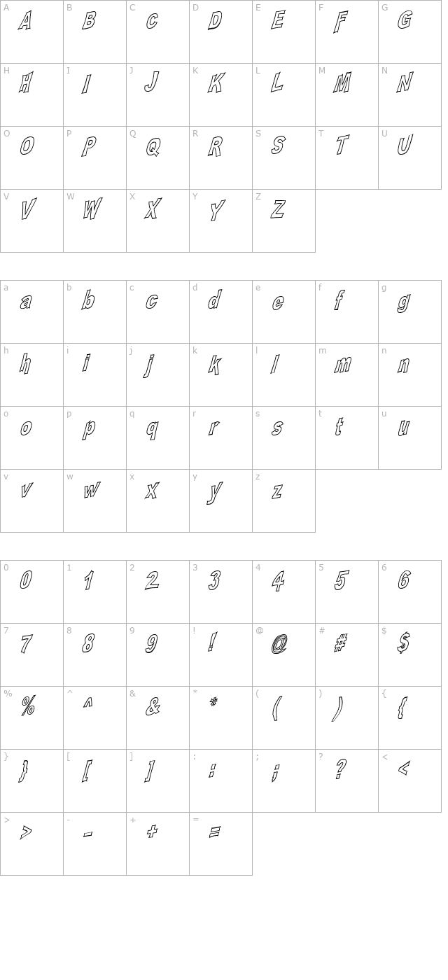 platsch-2-outline character map