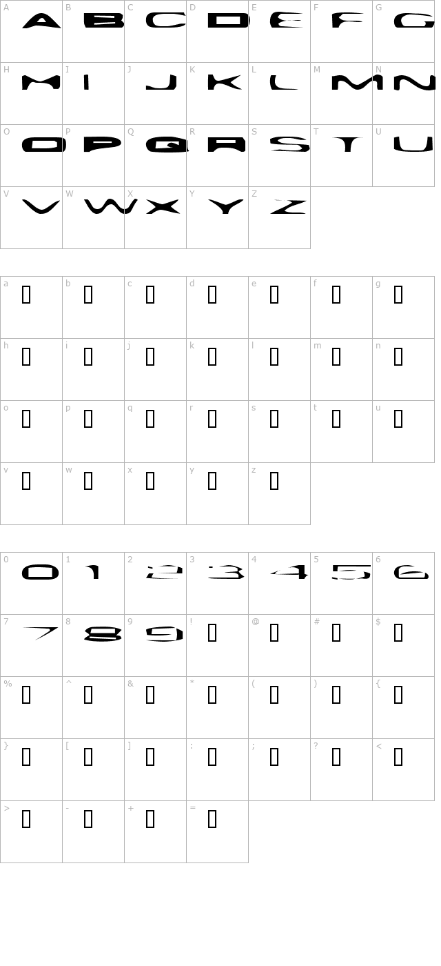 Plattmask Normal character map