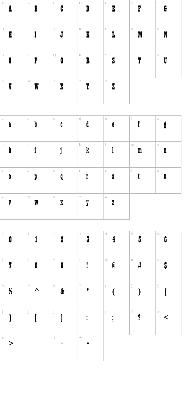 Playhouse Regular character map