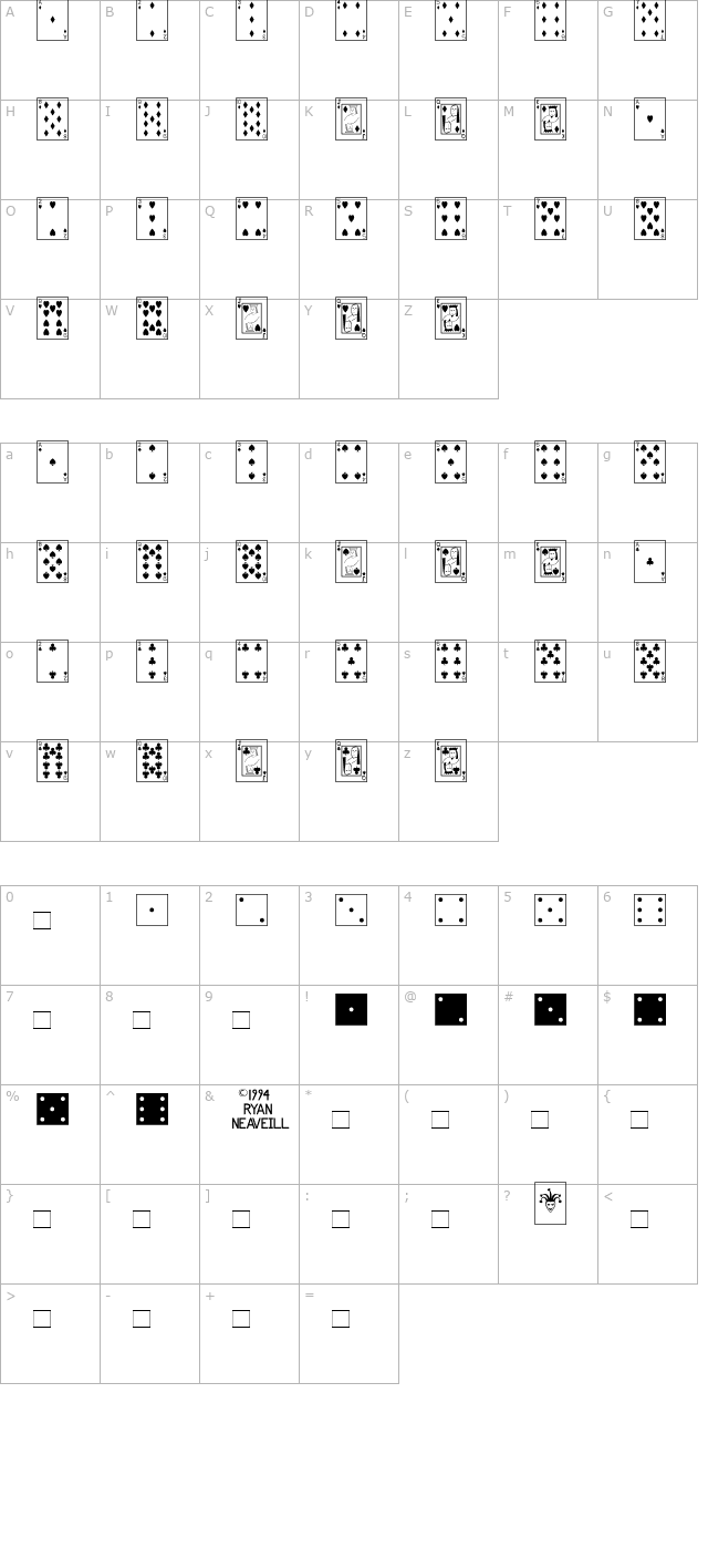 playing-cards character map