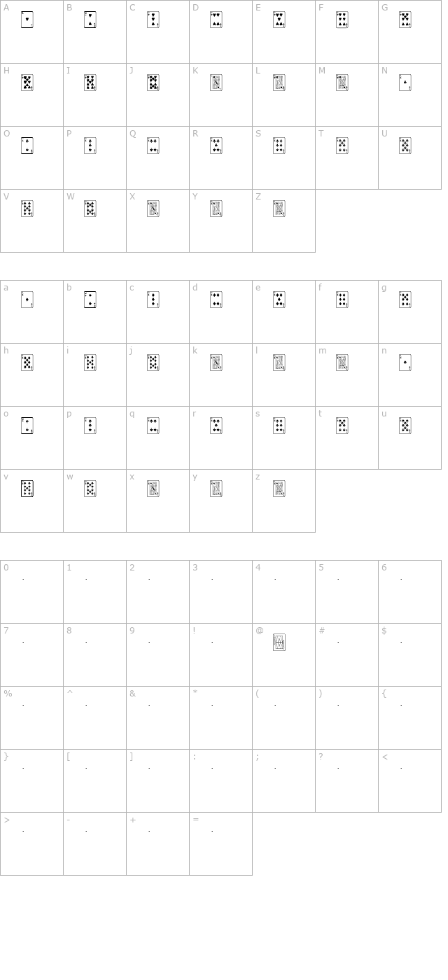 PlayingCards Regular character map