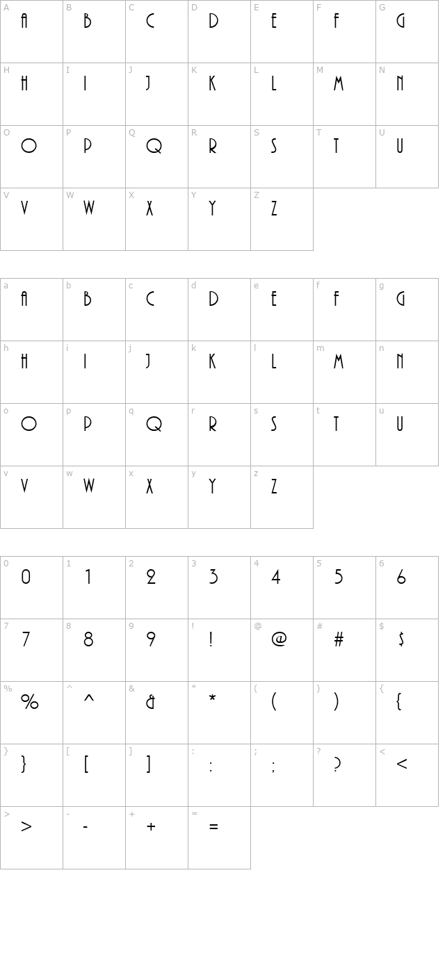 PlazaDReg character map