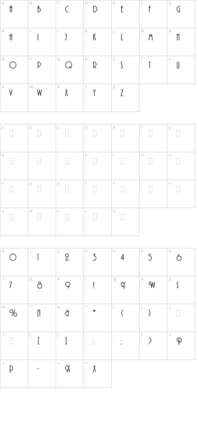 PlazaPlain character map