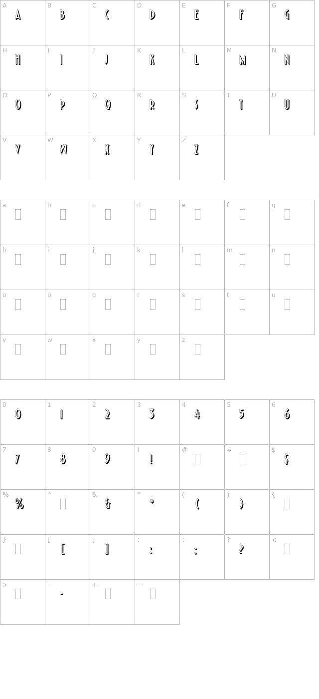 pleasureboldshadedplain character map