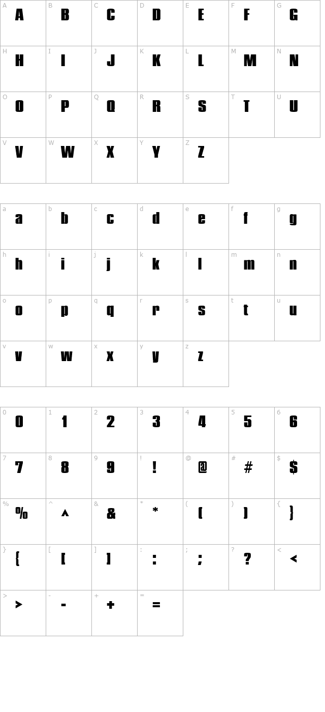 Pledge Black character map