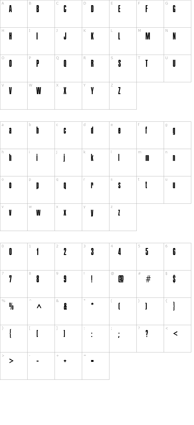 Pledge Regular character map