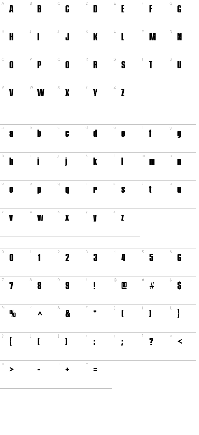 pledgeheavy-regular character map