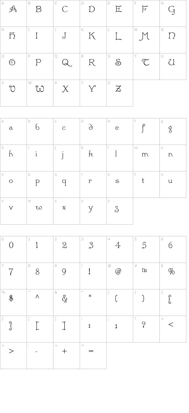 PlusdeVaguesNF character map