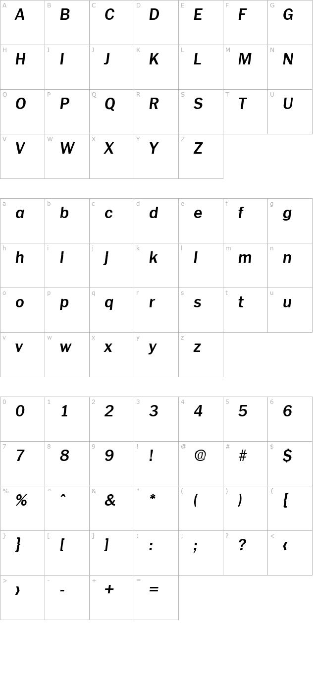 plymouth-demiboldita character map