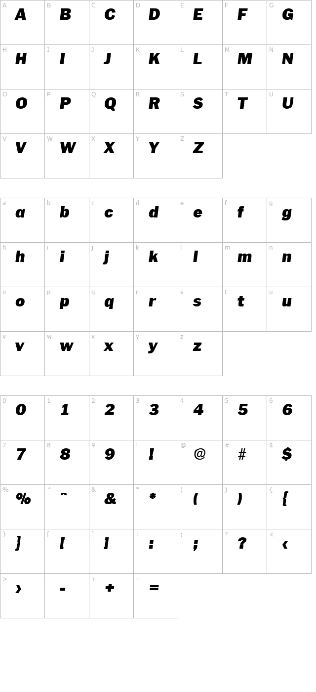 plymouth-heavyita character map