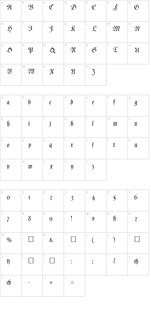 PoemFraktur-Regular character map