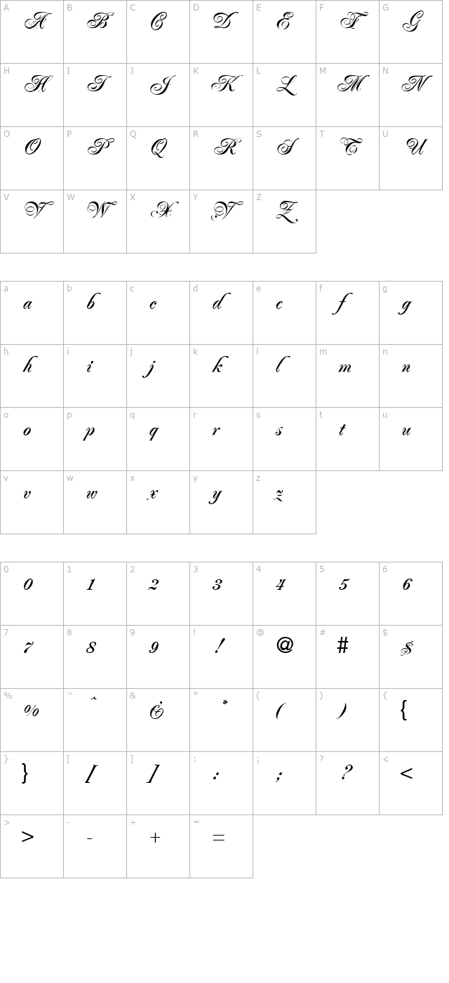 PoemRenaissance-Bold character map