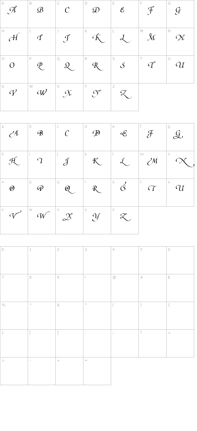 Poetica Supp Swash Capitals IV character map