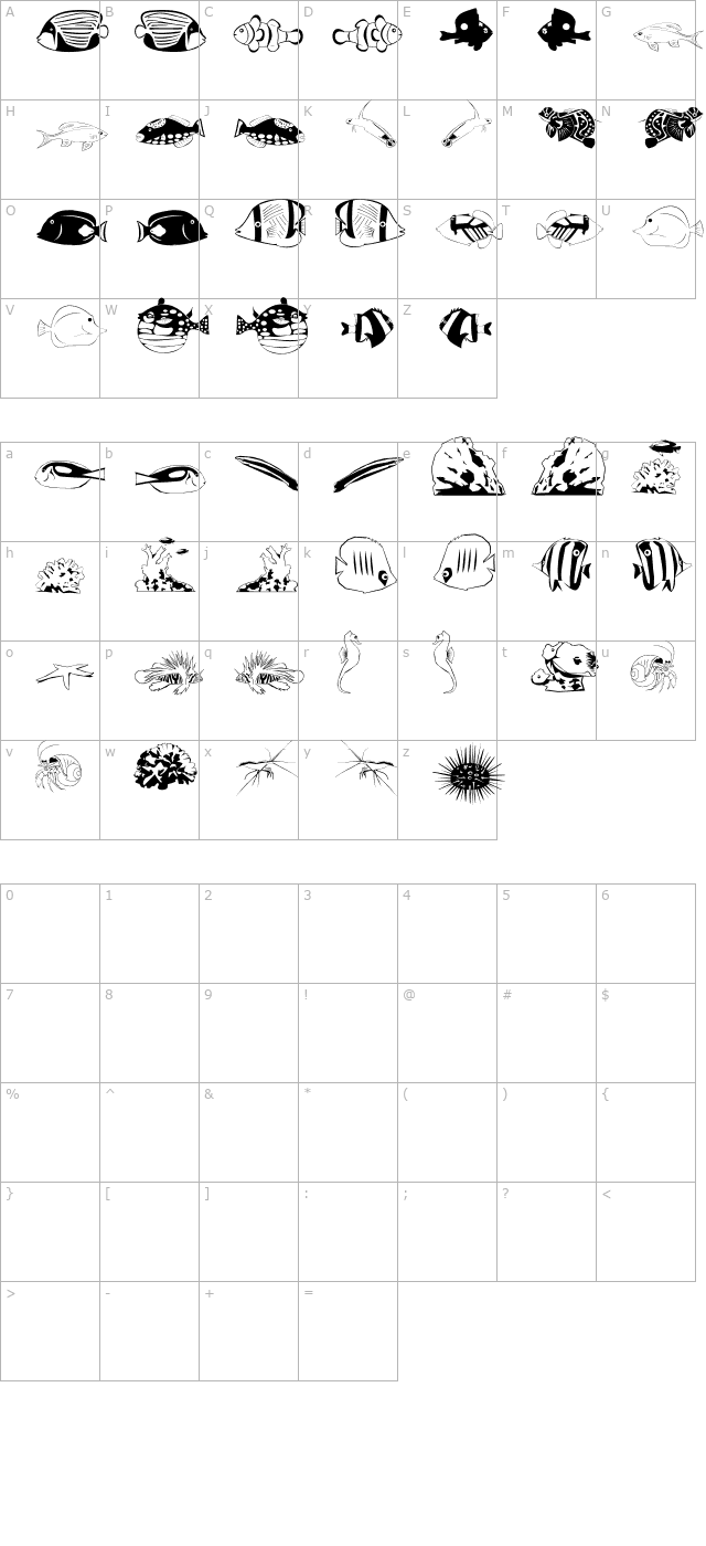 Poissons marins character map