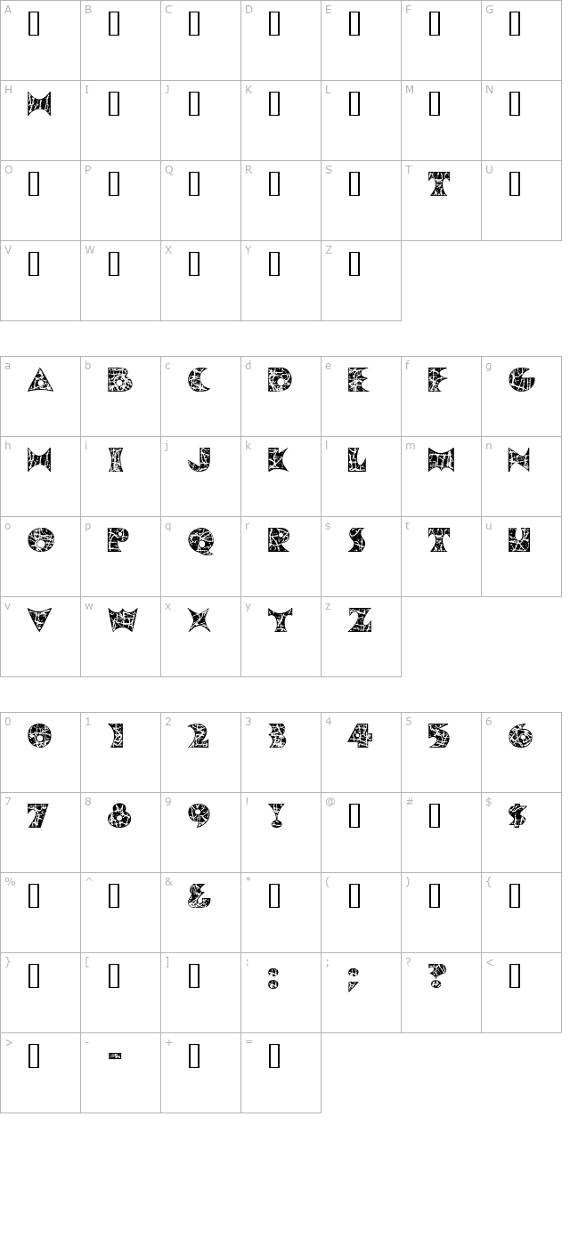 Pollock MF character map