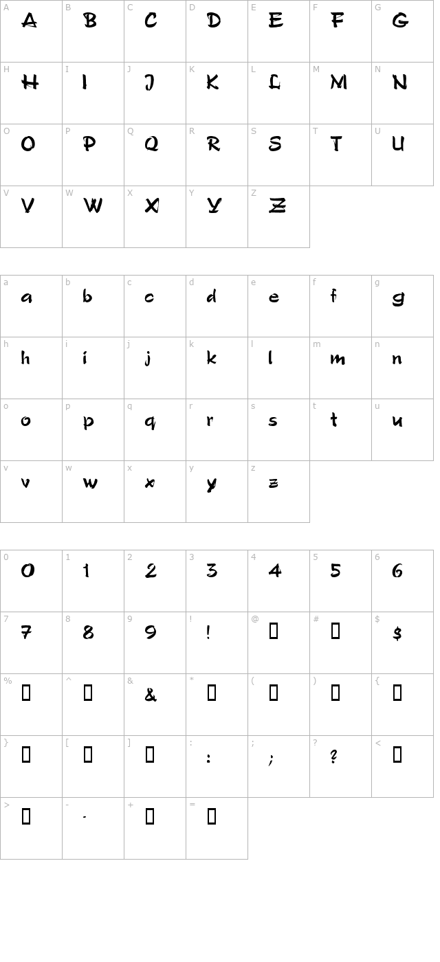 PoloSemiScript character map