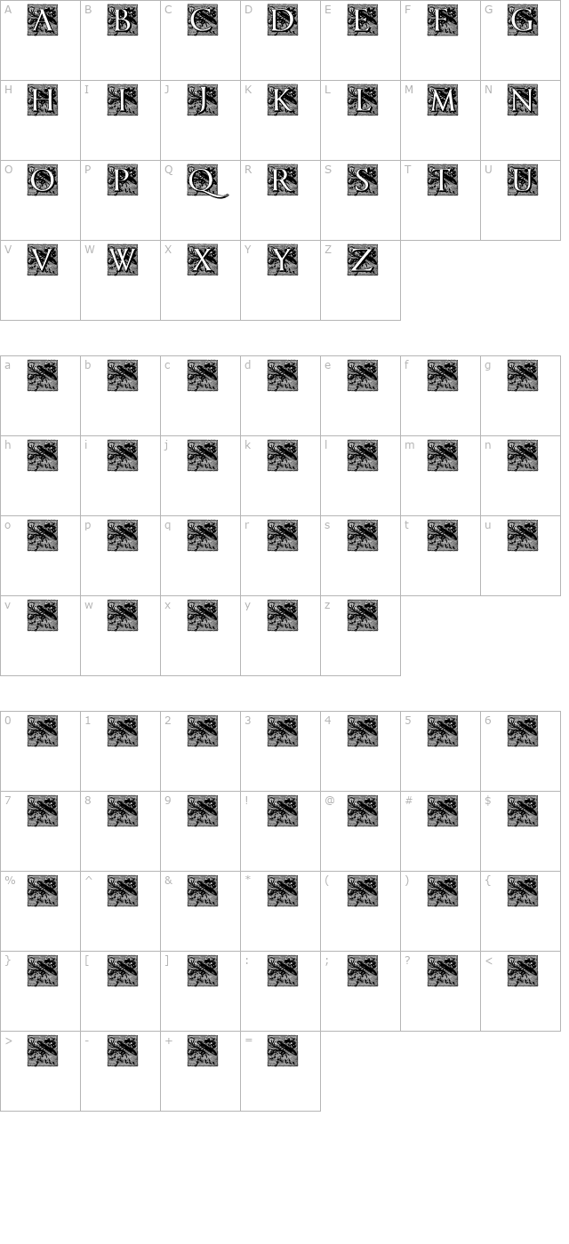 pompadourinitials character map