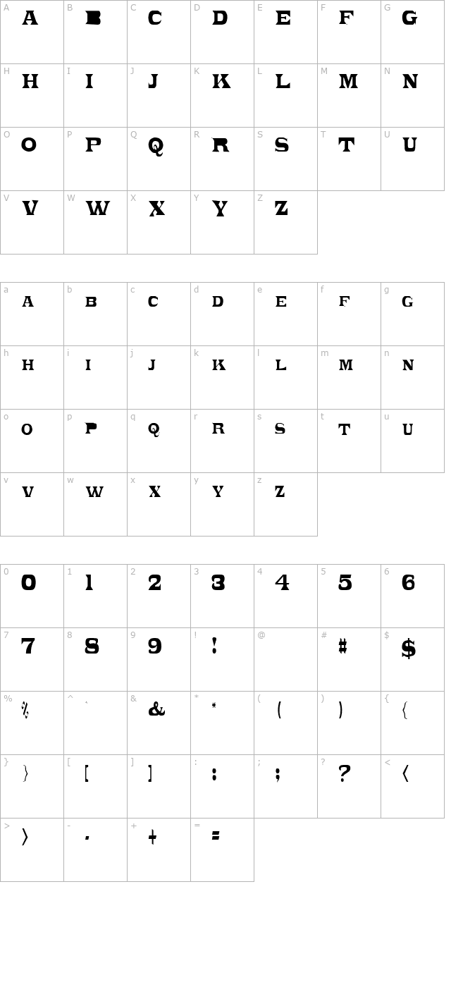 PonchoVia Regular character map