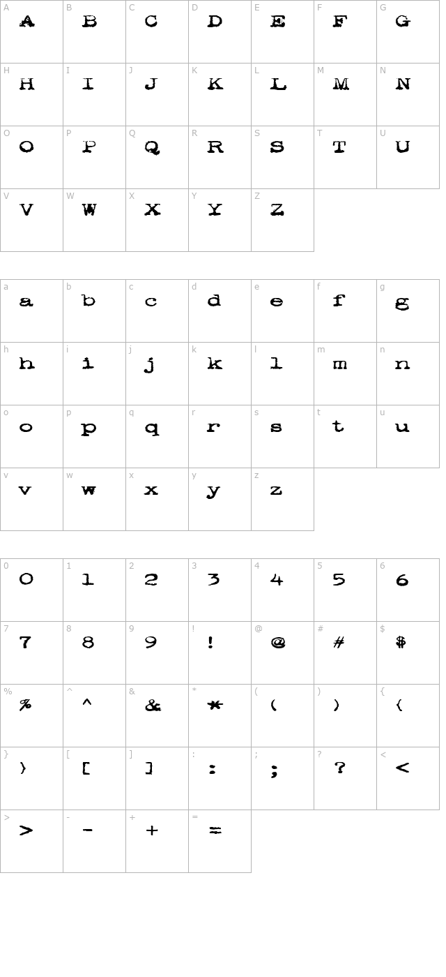 pookie character map