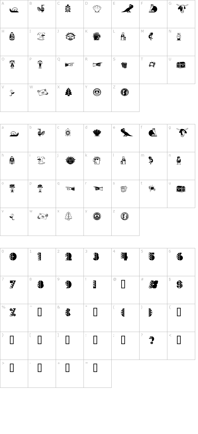 popticstwoextras character map