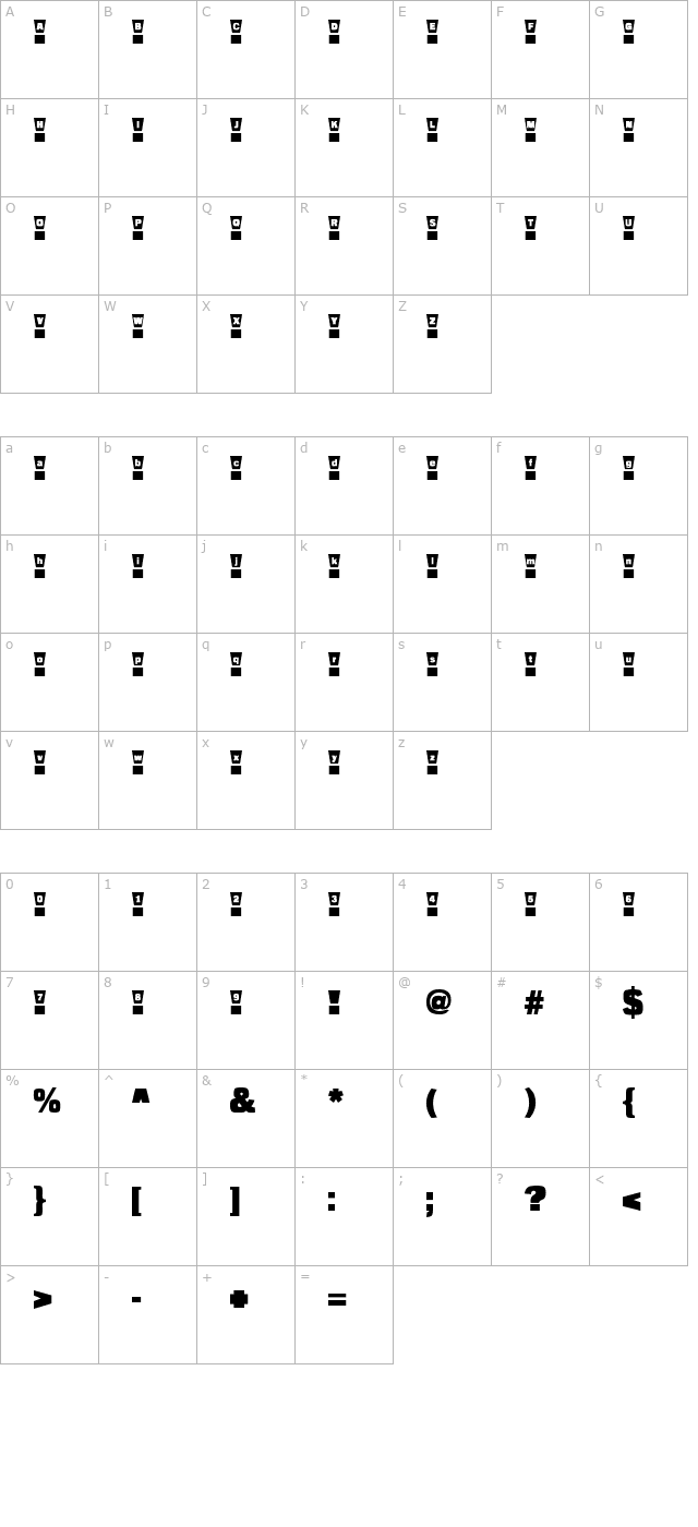 Populist Exclaim character map