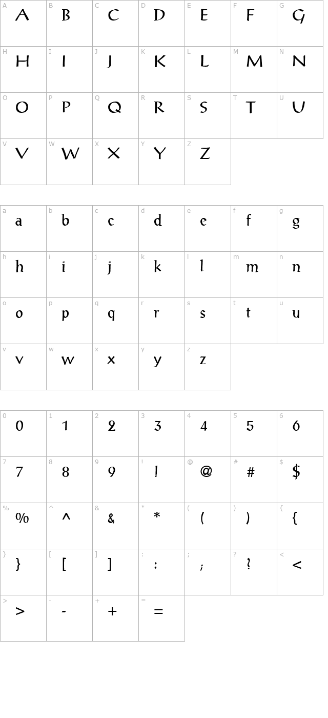 portalantiqua-regular character map