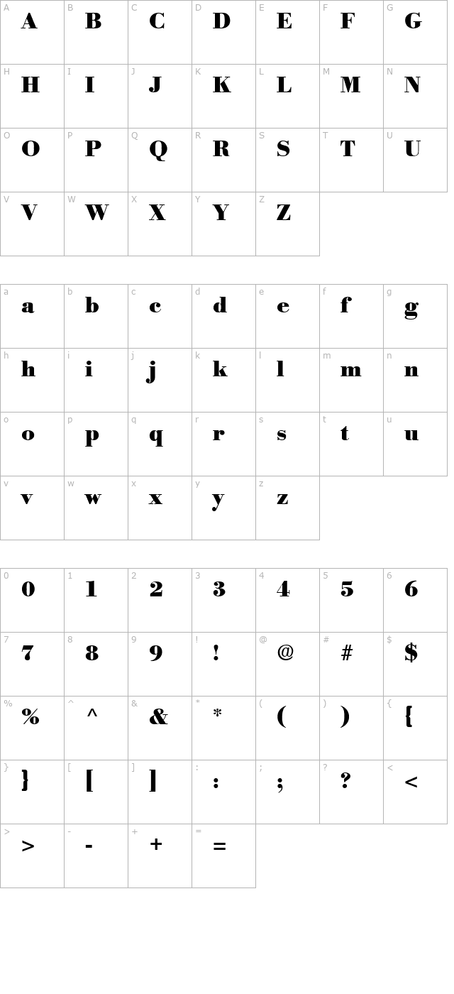 Poster Regular character map