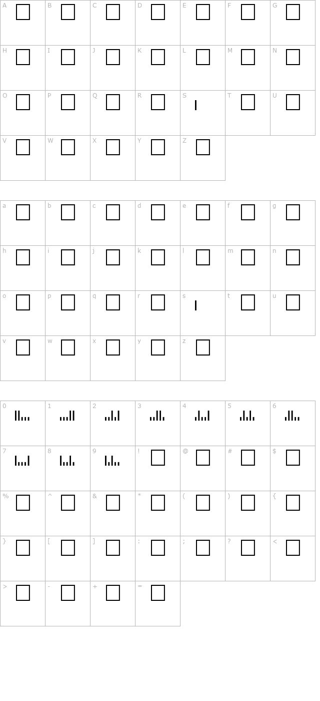 PostnetBars Regular character map