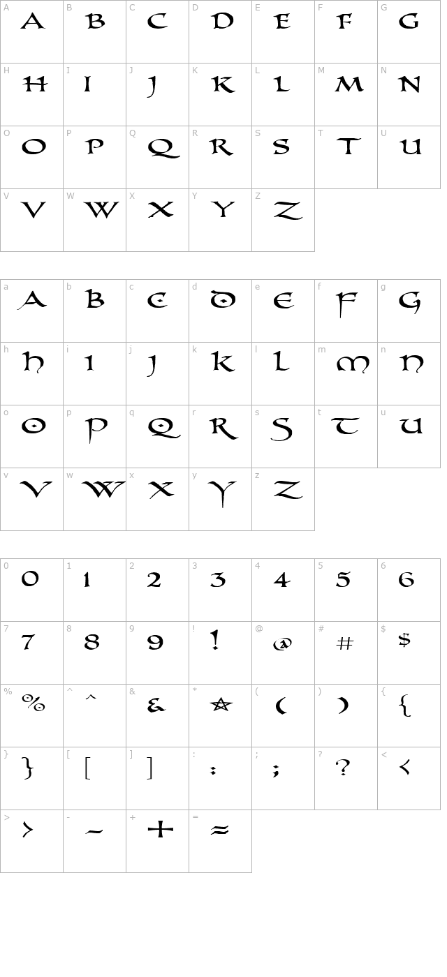 PR Uncial Alt Caps 2 character map