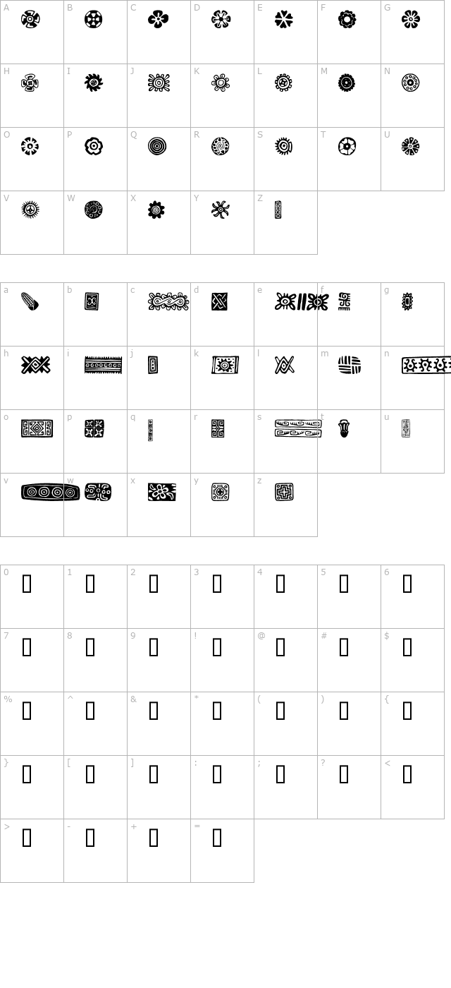 PreColumbian Ornaments One character map