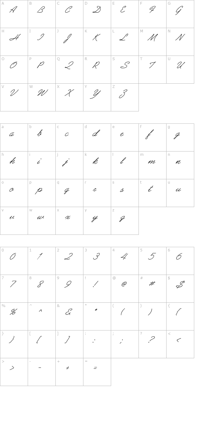 preludeflf-italic character map