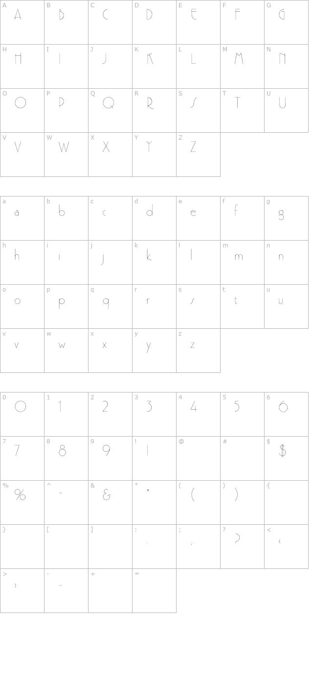 premierlightline character map