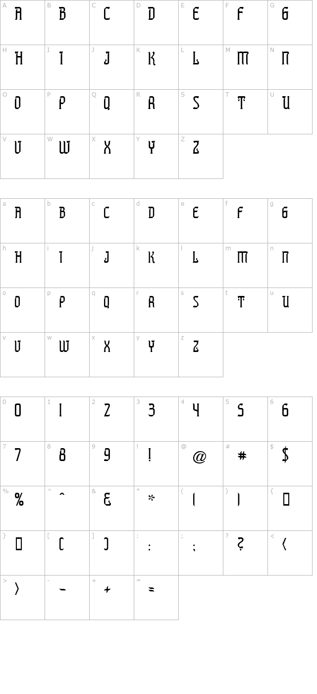 presidente-tequila character map