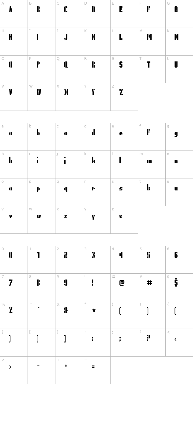 PresidentGas character map