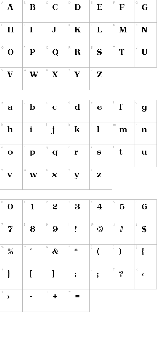 Priamos-DemiBold character map