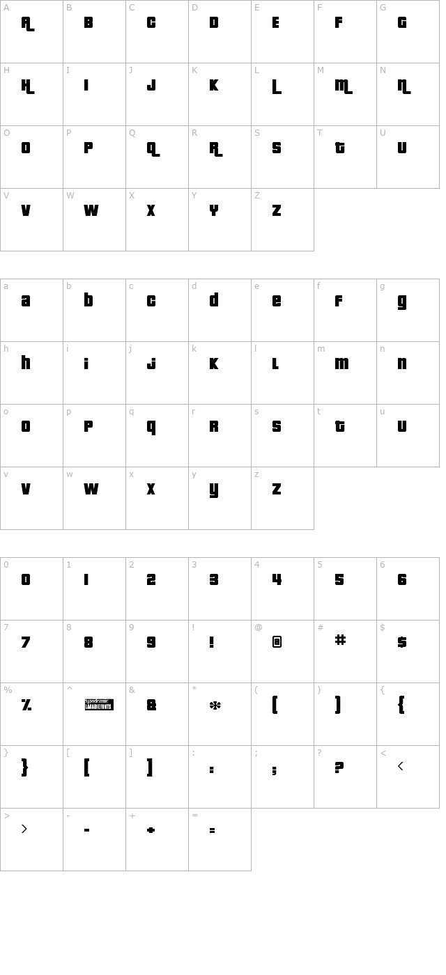 Pricedown character map