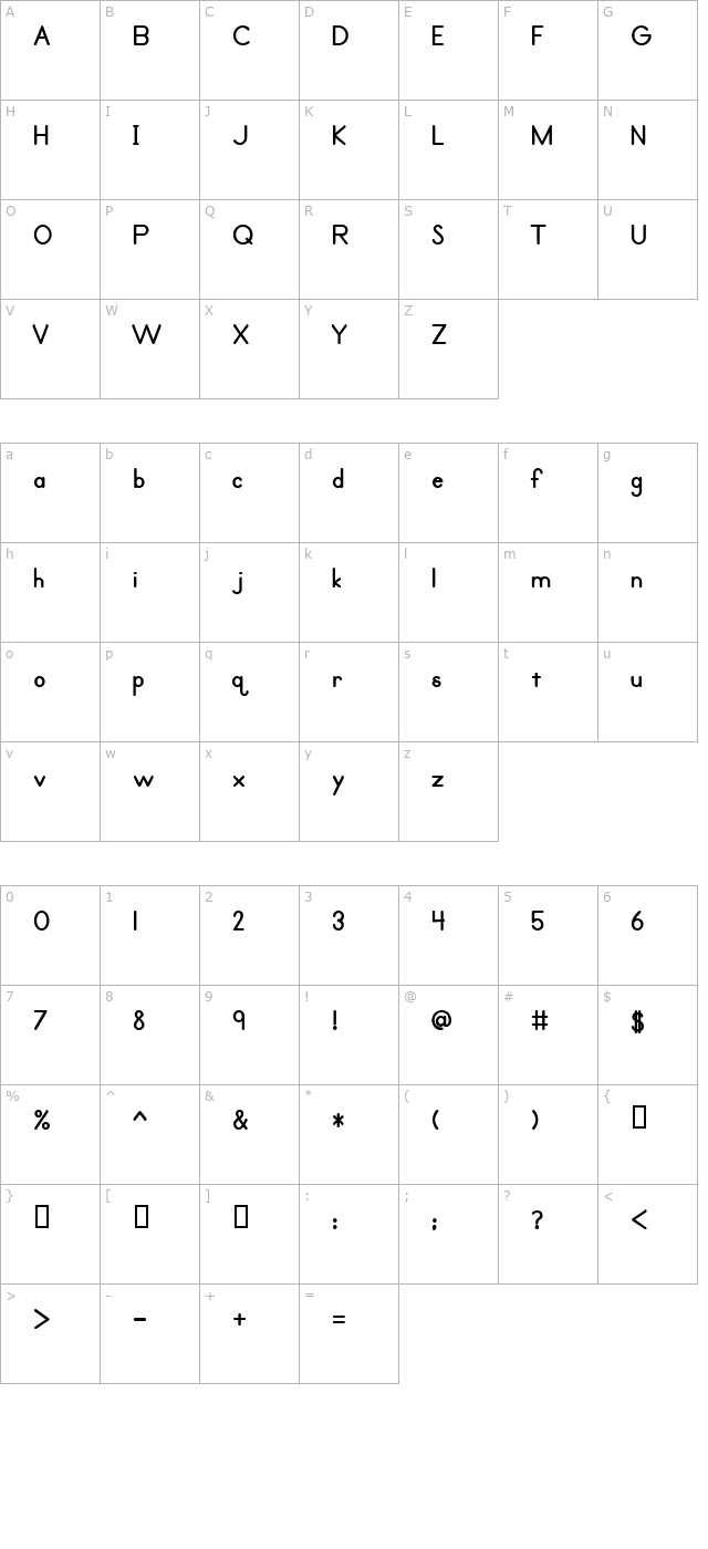 primer-print-bold character map