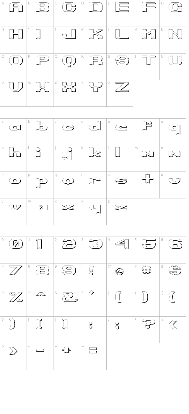 Primo Bright character map