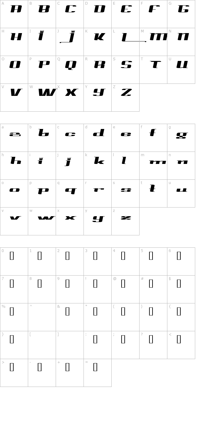 princealbertextended-italic character map