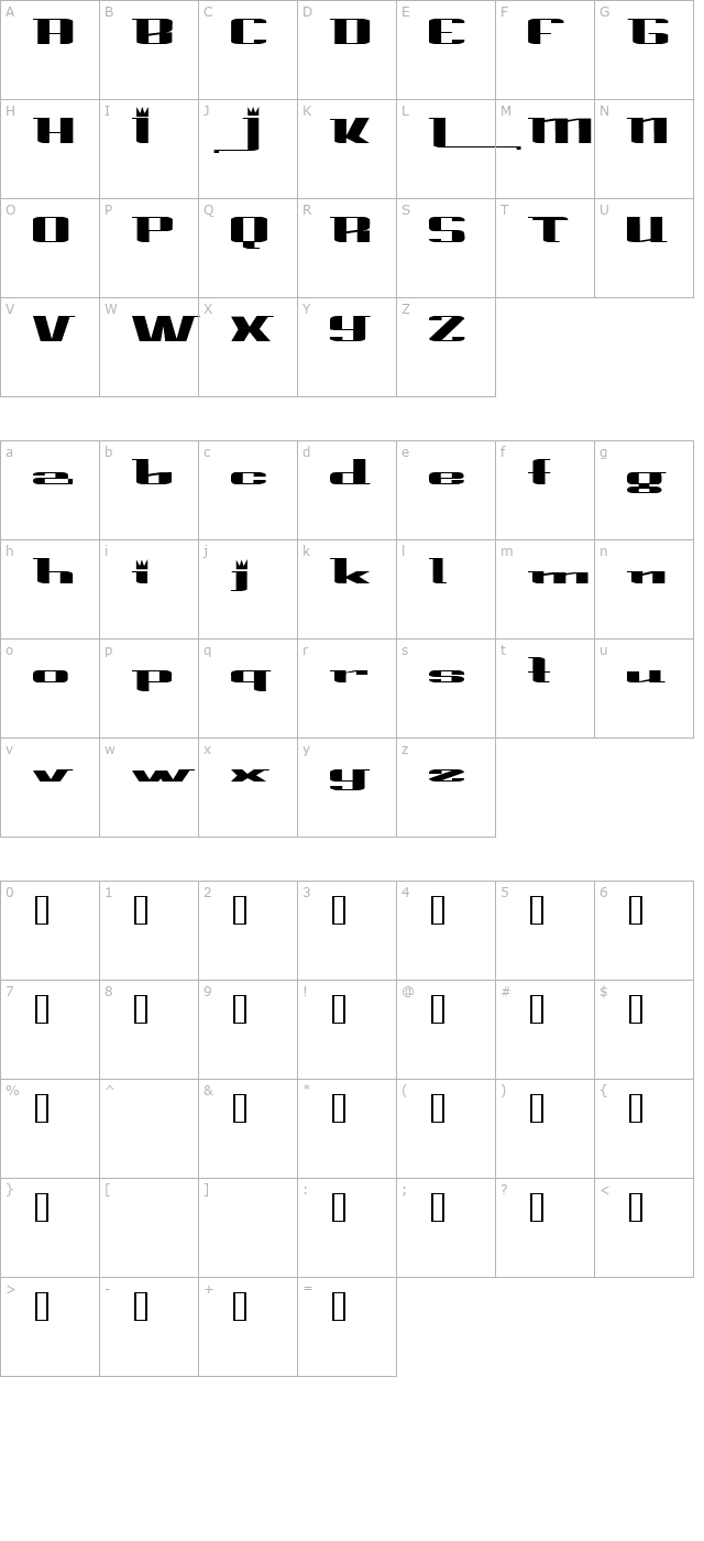 PrinceAlbertExtended character map