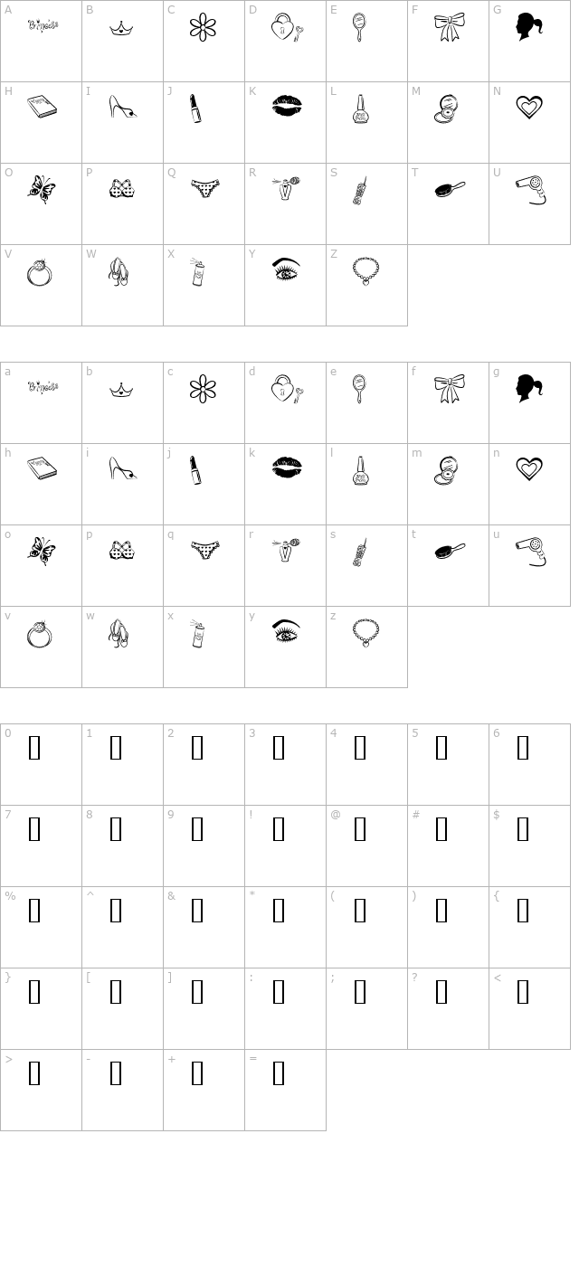 princess-bv character map