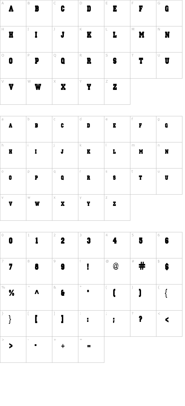 Princeton solid Condensed Normal character map
