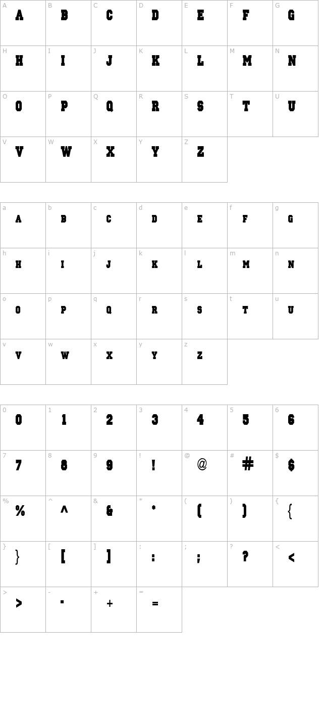 princeton-solid-condensed-normal character map