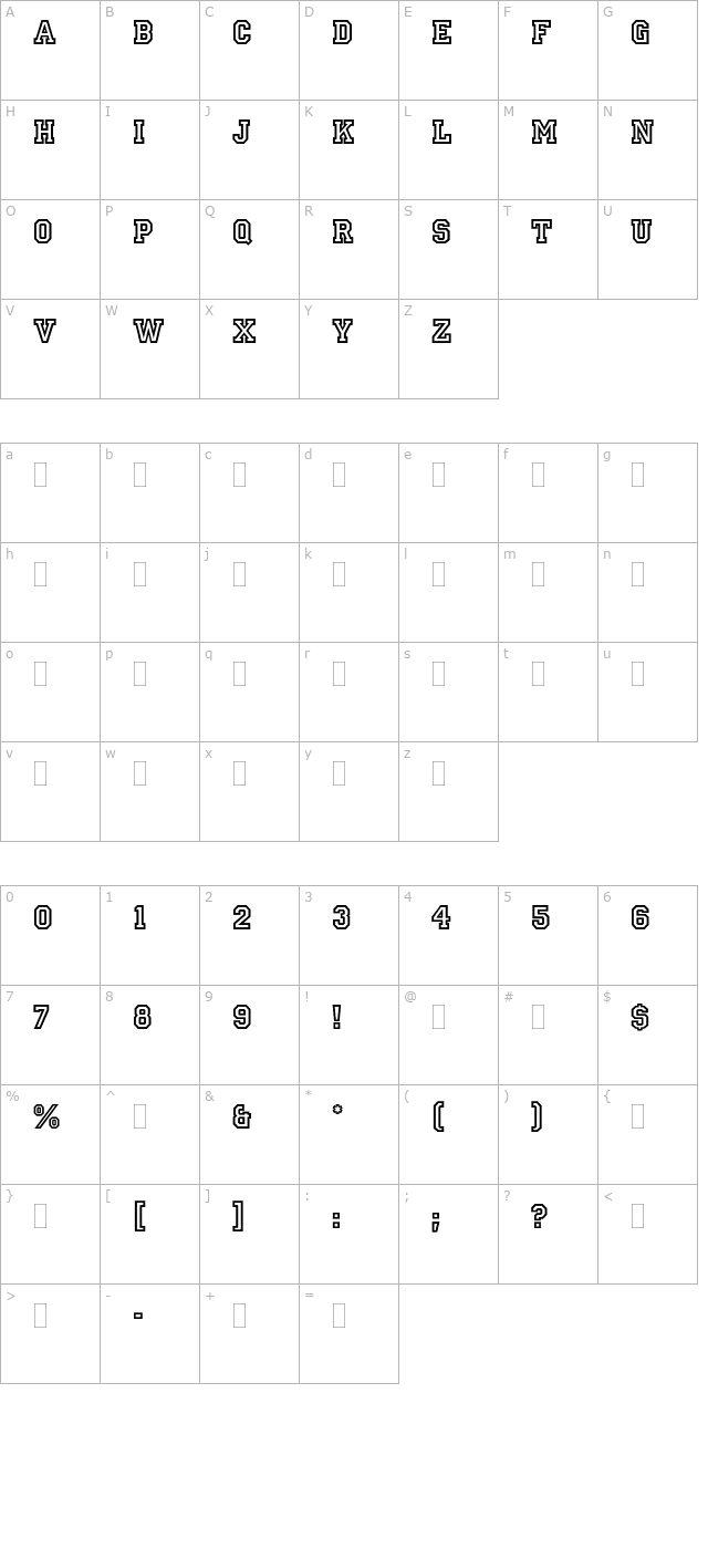 PrincetownPlain character map