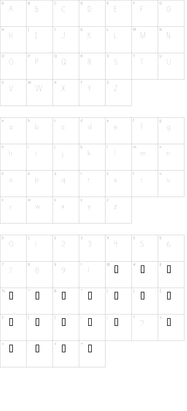 print-clearly-dashed character map