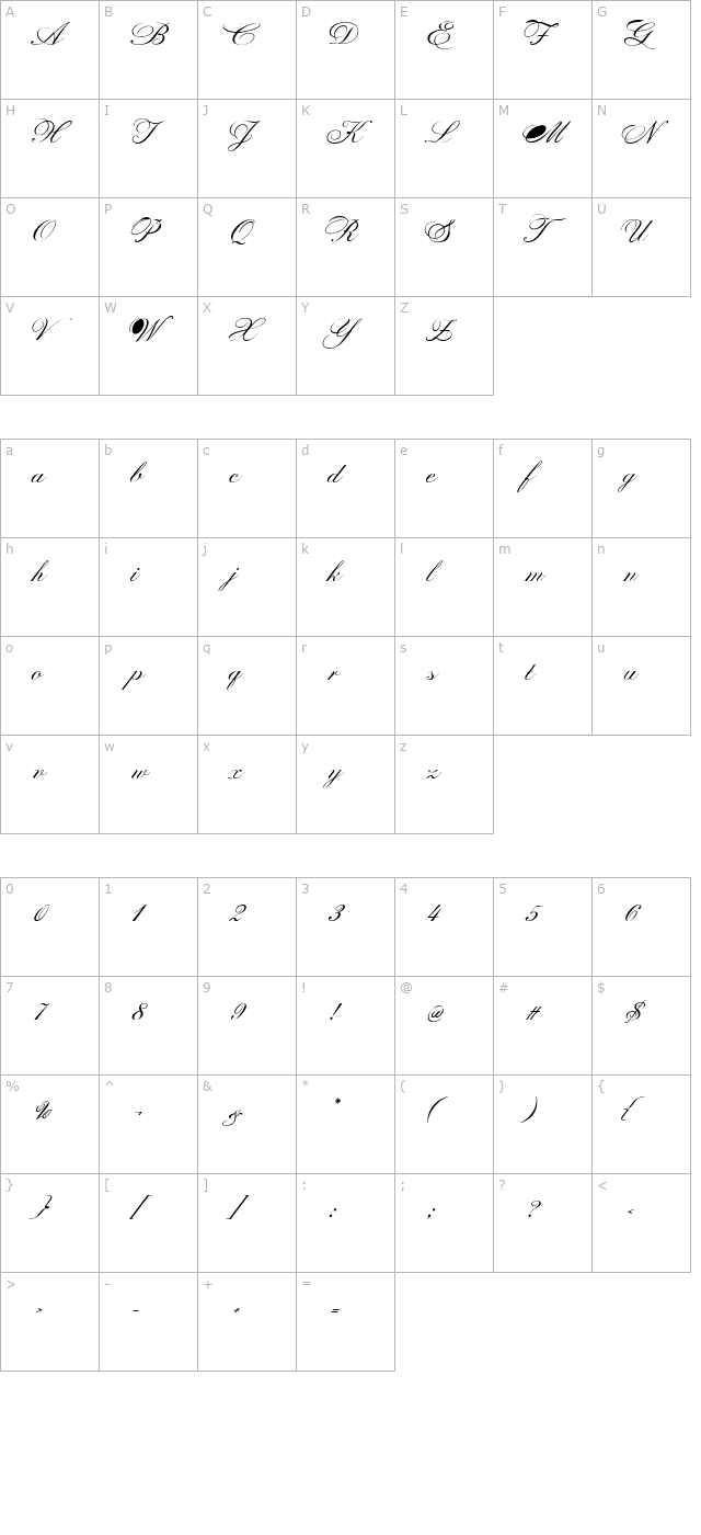 printscharming-oblique character map