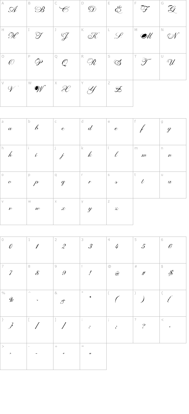 PrintsCharming-Regular character map